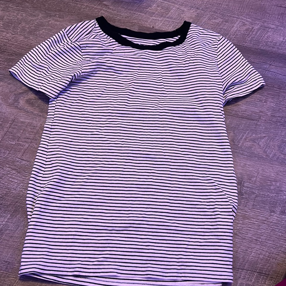 black and white stripped shirt